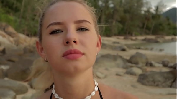 Anal Sex and Cum Eating on a Public Beach with Hot Blonde  – RISKY OUTDOOR SEX Cumin4D